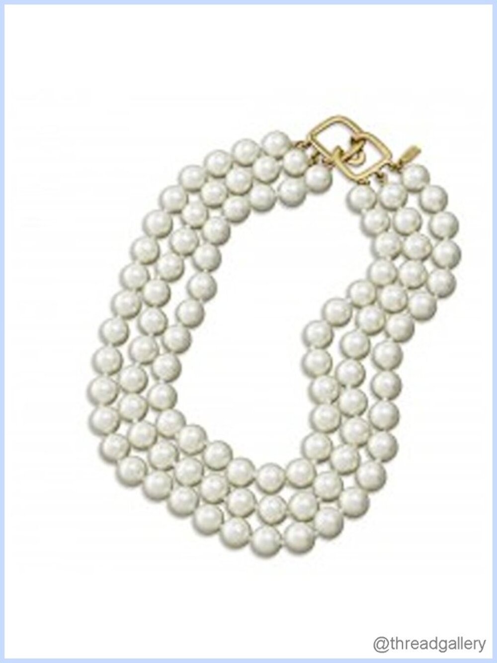 3 Row 12MM Simulated Pearl Strand Necklace 16 Inch